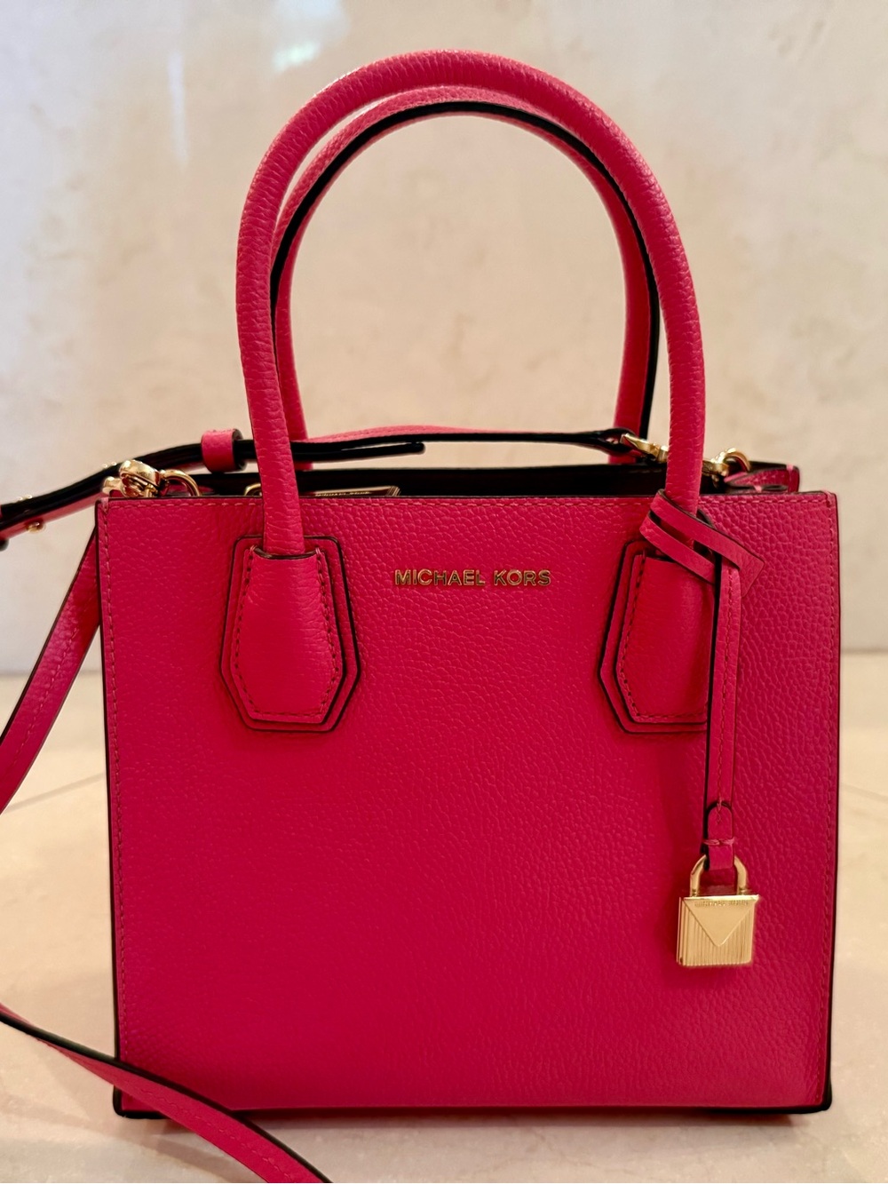 NWOT Michael Kors Mercer Small Pink Pebbled Leather Satchel Crossbody